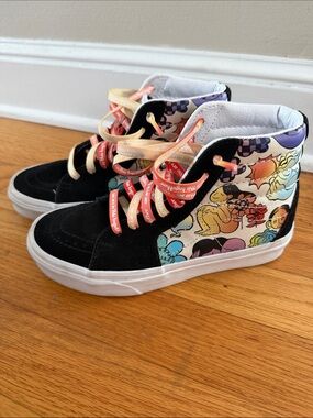 Vans Kids Black Suede High-Top Sneakers with Multicolor Graphic Panels